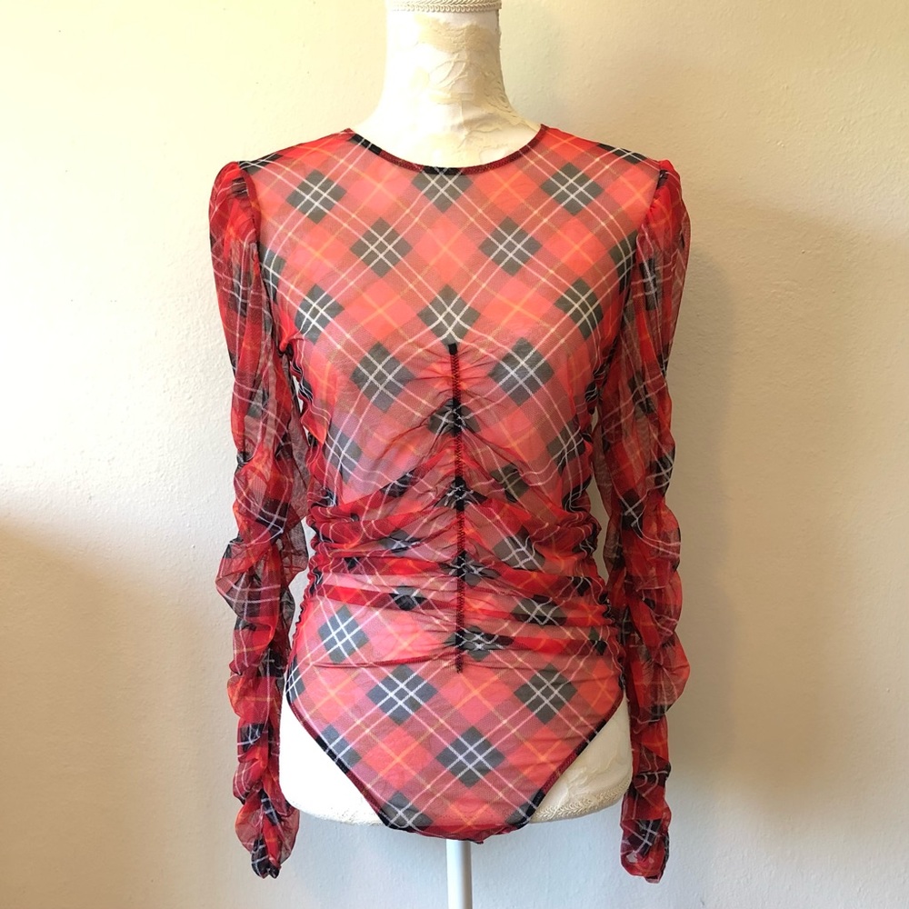 Sheer Plaid Bodysuit